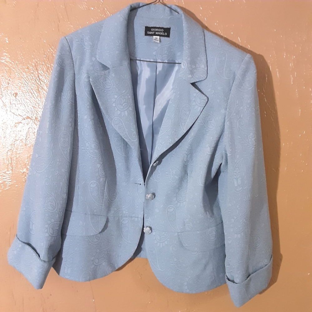 Giorgio Saint Angello Light Blue Embroidered Blazer